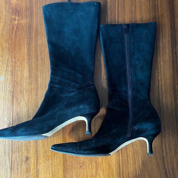 Black Suede Mid calf boots - Picture 1 of 4